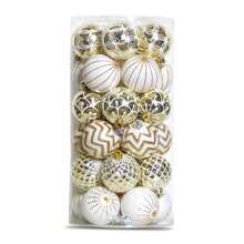 30 piezas Bolas de Navidad Adornos Pintados en Dorado y Blanco Irrompibles, Decoración Festiva Adecuada para Bodas y Compromisos (6CM) - platino - Ver 6