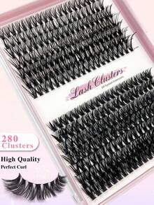 280 簇 40D 和 60D 混合单根睫毛 CC 卷曲单根假睫毛 DIY 居家假睫毛 - 黑色 - 查看 5