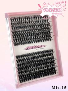 280 簇 40D 和 60D 混合单根睫毛 CC 卷曲单根假睫毛 DIY 居家假睫毛 - 黑色 - 查看 4