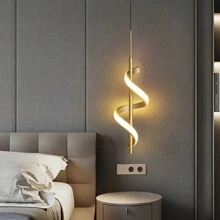 现代 LED 吊灯 家居装饰灯具 简约吊灯 装饰灯具 螺旋吊灯 豪华家居装饰 可调节三种颜色 - ATC 铝/硅胶吊灯 黑色/金色吊灯带 LED 适用于客厅卧室床头室内照明儿童房餐厅入口楼梯餐厅咖啡店衣帽间现代办公室酒吧吊灯调光氛围吊灯 - 彩色 - 查看 7