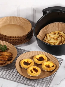 100/50/25pcs Paper Air Fryer Liners, 6-Inch Non-Stick Circular Baking Paper, Compatible With Most Air Fryers - Multicolor - View 6