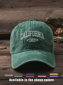 1pc California Sweetcoast Embroidered Washed Baseball Cap, Outdoor Adjustable Sun Protection Leisure Hat, Suitable For Spring Autumn Travel Beach Vacation, Y2K Style For Young People - Baseball Cap - View 2