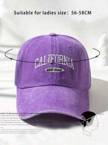 1pc California Sweetcoast Embroidered Washed Baseball Cap, Outdoor Adjustable Sun Protection Leisure Hat, Suitable For Spring Autumn Travel Beach Vacation, Y2K Style For Young People - Baseball Cap - View 8