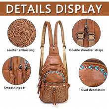 Retro Bohemian Style Embossed PU Women Multipurpose Chest Bag/Purse - Chocolate Brown - View 6