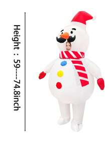 Disfraz de muñeco de nieve inflable - Disfraz navideño para adultos y jóvenes, disfraz de fiesta navideña, divertido accesorio de representación - rojo blanco - Ver 2