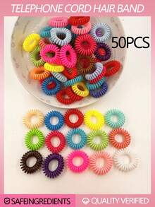 5 cái/10 cái/20 cái/50 cái (Màu ngẫu nhiên) Dây buộc tóc xoắn ốc mini thời trang, dây buộc tóc liền mạch, phụ kiện tóc thanh lịch tối giản - Nhiều màu - Xem 1