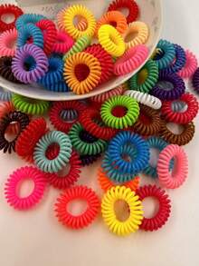 5 cái/10 cái/20 cái/50 cái (Màu ngẫu nhiên) Dây buộc tóc xoắn ốc mini thời trang, dây buộc tóc liền mạch, phụ kiện tóc thanh lịch tối giản - Nhiều màu - Xem 3