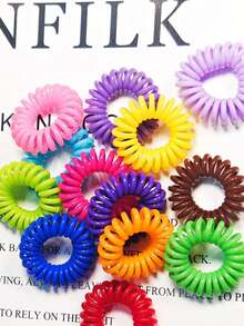 5 cái/10 cái/20 cái/50 cái (Màu ngẫu nhiên) Dây buộc tóc xoắn ốc mini thời trang, dây buộc tóc liền mạch, phụ kiện tóc thanh lịch tối giản - Nhiều màu - Xem 4