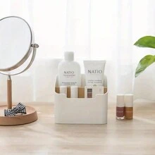 1 hộp đựng đồ đa năng bằng nhựa màu trắng, hộp đựng đồ gia dụng, có thể dùng để đựng điều khiển TV, mỹ phẩm, hộp đựng khăn giấy, hộp đựng đồ để bàn & mặt bàn tiện dụng - trắng - Xem 4