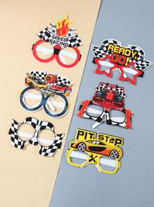 16 件/套赛车主题纸质眼镜、赛车主题眼镜装饰、赛车奖杯 3D 纸质眼镜、生日派对礼物、赛车主题派对摄影道具 - 彩色 - 查看 1