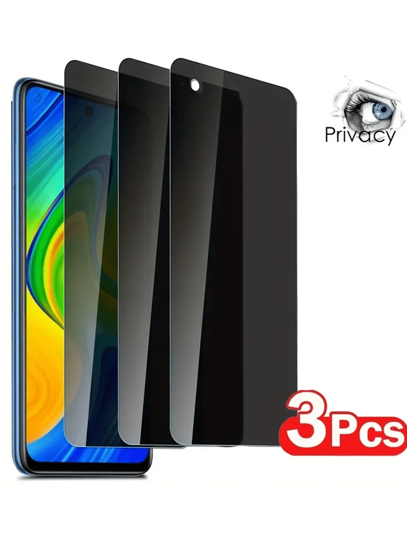 3pcs/Set / Phone Anti-Peeping, Anti-Scratch, Anti-Explosion Full Coverage Screen Protector Film, Compatible With Xiaomi/ - Black - View 1