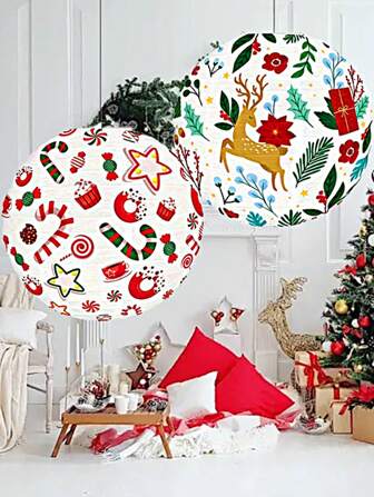 1 件卡通圣诞主题纸灯笼糖果驯鹿庭院挂饰圣诞快乐新年派对装饰