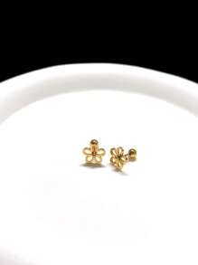 Delicate 3D Flower Earring Set, Small Stud Earrings, Fashionable, Simple, Textured Design, Suitable For Women To Wear Casually, Black, Gold, Steel Grey Tones Valentines - Multicolor - View 20