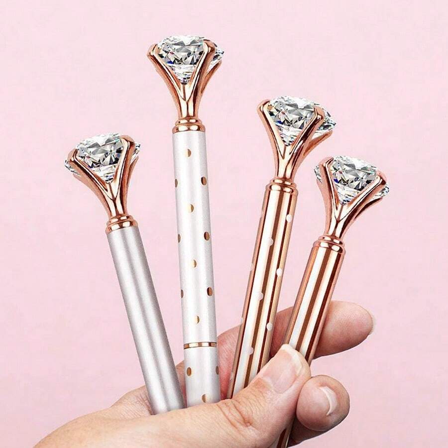 1pc Creative Nordic Style Big Rhinestone Ballpoint Pen, Bullet-Shaped Barrel, Elegant Gift Pen Back To School