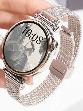 1 pieza Correa de reloj de metal con cierre magnético de espiga de trigo de 18 mm, 20 mm, 22 mm apta para GT4 41 mm/GT 3 Smartwatch