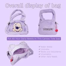 Miniso Disney Mikey Cartoon Plush Handbag Crossbody Bag Furry Winter Hand Clutch Purse Cosmetic Bag Large Tote Bag