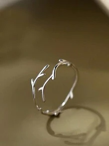 1pc Minimalist Antler & Branch Adjustable Ring