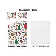 圣诞圣诞老人驯鹿圣诞树图案印花羽绒被套3件套（1个羽绒被套+2个枕套，不含被芯），柔软舒适的床上用品，适合装饰男女客房、酒店客房、学校 - KKL-SJT0181 - 查看 8