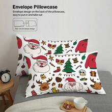 圣诞圣诞老人驯鹿圣诞树图案印花羽绒被套3件套（1个羽绒被套+2个枕套，不含被芯），柔软舒适的床上用品，适合装饰男女客房、酒店客房、学校 - KKL-SJT0181 - 查看 6