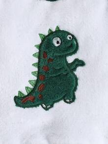 3 件套时尚可爱恐龙刺绣无袖夹克和钻石连帽衫运动衫和加长裤，套装 - 墨綠色 - 查看 5