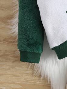 3 件套时尚可爱恐龙刺绣无袖夹克和钻石连帽衫运动衫和加长裤，套装 - 墨綠色 - 查看 6