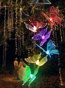 1 件太阳能风铃灯，6LED 变色太阳能风铃灯，防水浪漫太阳能蝴蝶、蜻蜓、蜂鸟灯，家庭、庭院、阳台、户外花园装饰 - 彩色 - 查看 11