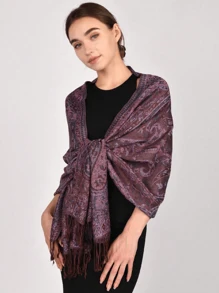 1pc Paisley Pattern Tassel Detail Scarf Shawl - A - View 13