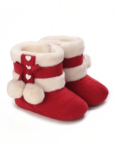 0-1 Years Old Infant Warm Boots With Thermal Lined, Indoor Toddler Non-Slip Shoes For Winter