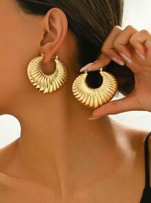 1pair Fashionable Versatile Striped Lucky Bag Unique Design Earrings Suitable For Daily Wear For Women