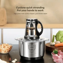 Stainless Steel Meat Grinder, Large Capacity Electric Food Chopper - 3 Speed ​​Food Processor, Dough Mixer For Vegetables, Onions, Garlic, Salads, Fruits, Nuts, Etc., Good Helper In The Kitchen,Perfect Kitchen Appliance, Great Holiday Gift - US A Type Plug(110-127V) - View 4