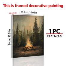 1 件，帆布挂画，乡村篝火画，喜怒无常的松树海报印刷品，露营主题墙艺术，小屋墙壁装饰，复古森林绘画，深色墙壁艺术
