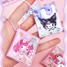 Sanrio Fließend Sand Entspannungshandbuch mit Aufklebern Mini Notizbuch für Studenten zum Mitnehmen, süße Erinnerungsstücke teilende Bohnen Notizbuch (zufälliger Stil)(kleine Zubehörteile zufällig)