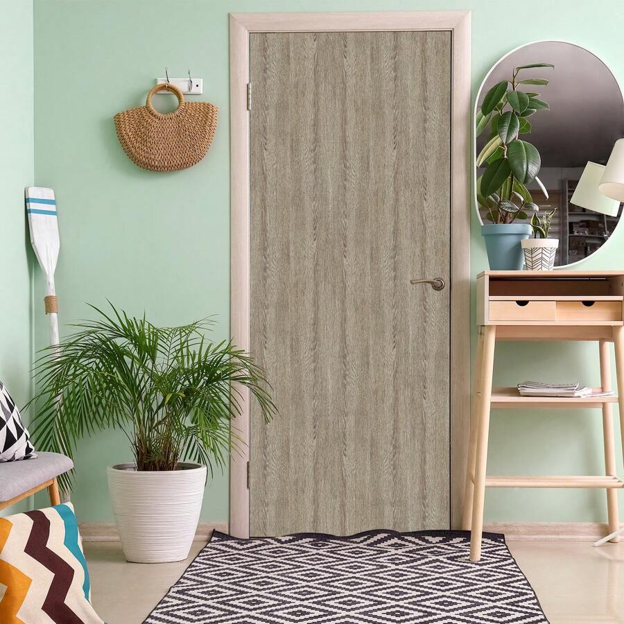 1 Set (2 Pcs) Faux Wood Grain Peel And Stick Wallpaper, Waterproof PVC