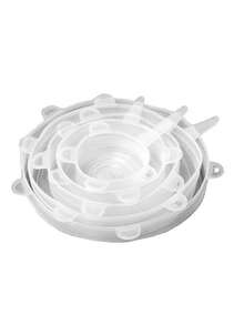 Kit 5 Transparent Silicone Lids Reusable For Fruit Pots And Trays Good Quality PARAMOUNT - trắng - Xem 4
