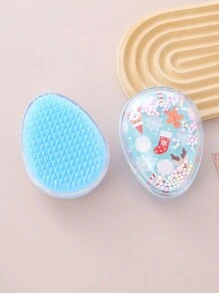 1 chiếc lược chải tóc hình quả trứng trong suốt cho trẻ em kèm mút xốp, họa tiết Giáng sinh dễ thương, chất liệu PS, di động, thích hợp để mang theo hoặc làm quà tặng - Nhiều màu - Xem 13