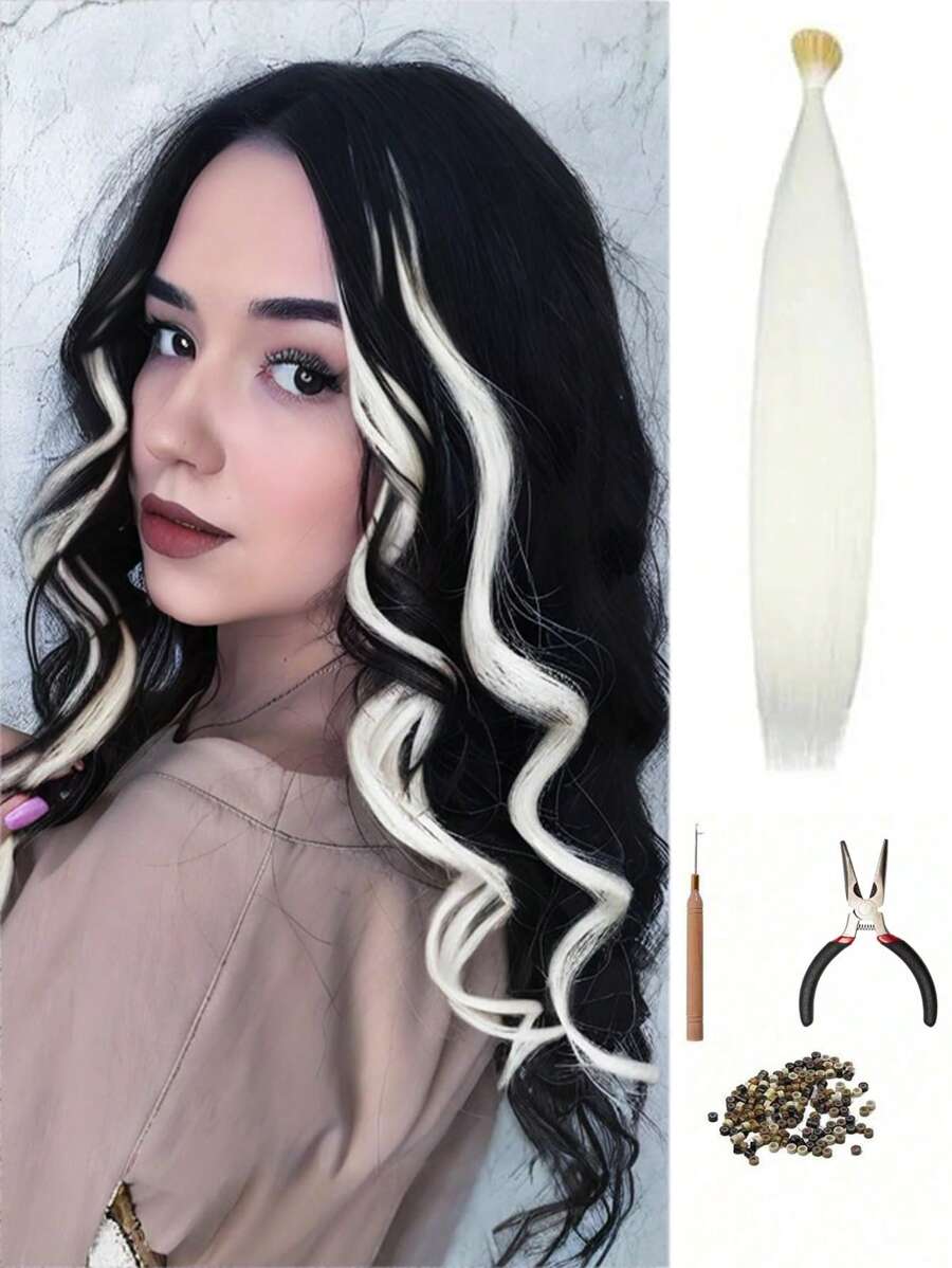 20 Strands Set Colored Synthetic ITip Hair Extensions 16 Inch Rainbow