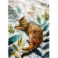 3 tấm áp phích nghệ thuật in vải canvas hiện đại phong cách Bắc Âu và tranh vẽ mèo dễ thương trừu tượng nghệ thuật treo tường cho phòng khách trang trí nhà không có khung - Nhiều màu - Xem 3