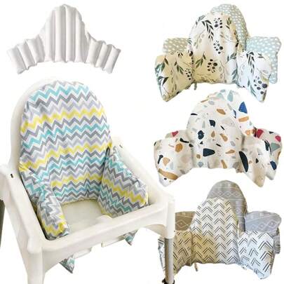 1pc Baby High Chair Cushion, Double-Sided Printed Infant Dining Chair Sofa Seat Cover With Inflatable Backrest Pad, Provides More Comfort For Baby