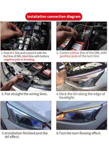 GLANBERT 2入組30/45/60cm柔軟led汽車前燈,薄型條形序列轉向信號drl燈 - 白黃 - 查看 12