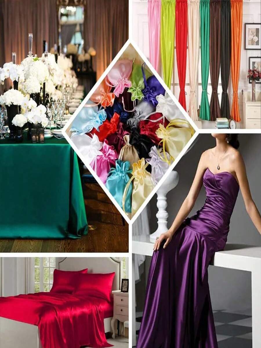 1pc Satin Soft Silky Fabric, Suitable For Formal Event, Wedding, Sewing