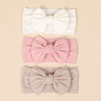 3pcs/Set Baby Striped Bow Headband, Soft Elastic Hairbands For Infant Girls, Suitable For All Seasons Love Valentine