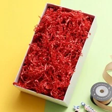 1 Pack 30g Gift Filling Paper, Crinkled Tissue, Colored Wave Paper, Cushioning Shredded Paper, Raffia, Colorful Decorative Paper For Gift Box, Simple Solid Color Confetti - Red - View 2