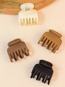 8pcs Women's Khaki 4cm Square Hair Claw Clips, Simple & Versatile, Suitable For Daily Use - Multicolor - View 11