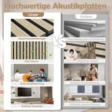 LILIIN Acoustic Panels 2 Pieces Set 3D Wall Cladding Wall Panels Made Of Real Wood Veneer Acoustic Panels Slatted Wall Wood Panels Wood Panels Acoustic Felt - Wood Color - View 6