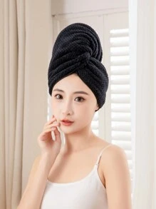 1件快乾纖維髮巾女用 - 長髮快乾髮巾、髮飾與浴巾套組，適用厚實捲髮 - 超柔軟彈性帶大號纖維髮巾，防毛躁快乾髮巾 | 超強吸水 | 適用濕髮、捲髮、長髮與厚髮的快乾髮巾，可展開成浴巾用於護膚，母親節送給母親的禮物 - 黑色 - 查看 5