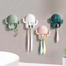 1 Giá để bàn chải đánh răng hình cây xương rồng đa năng trong phòng tắm, giá để đồ có móc treo không gây hư hại, keo dán không gây hư hại, móc treo không cần khoan - Nhiều màu - Xem 4