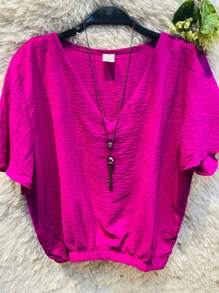 Women's Blouse In Dune Fabric C - 玫紅色 - 查看 4