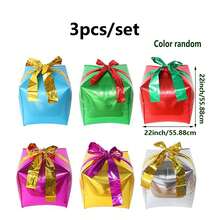 6 cái/bộ 22 inch hộp quà Giáng sinh màu đỏ và xanh lá cây bóng bay giấy bạc, trang trí tiệc Giáng sinh và năm mới - Nhiều màu - Xem 3