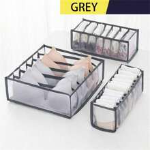3/6 件家居内衣收纳盒，牛仔裤收纳工具，分隔格式收纳格宿舍袜子分类盒，网眼三件套胸罩内衣袜子，灰色、白色和黑色，现代简约风格可折叠连衣裙裤子鞋子牛仔裤靴子裙子