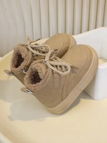 Giày bốt kiểu Anh cho trẻ sơ sinh và trẻ mới biết đi, giày da cho bé gái, giày mùa đông cho trẻ em mùa thu/đông, giày tập đi cho trẻ nhỏ - Màu Khaki - Xem 3